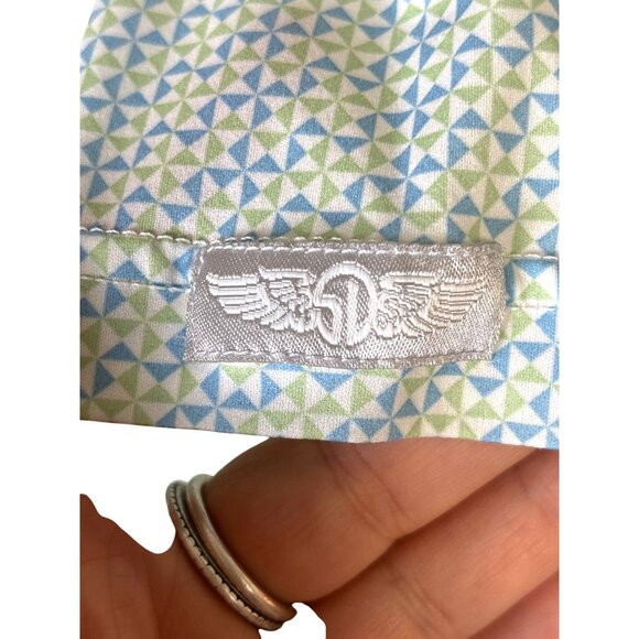 Straight Down Mens Size Large White Blue Green Short Sleeve Golf Polo North Ranc - Picture 4 of 9